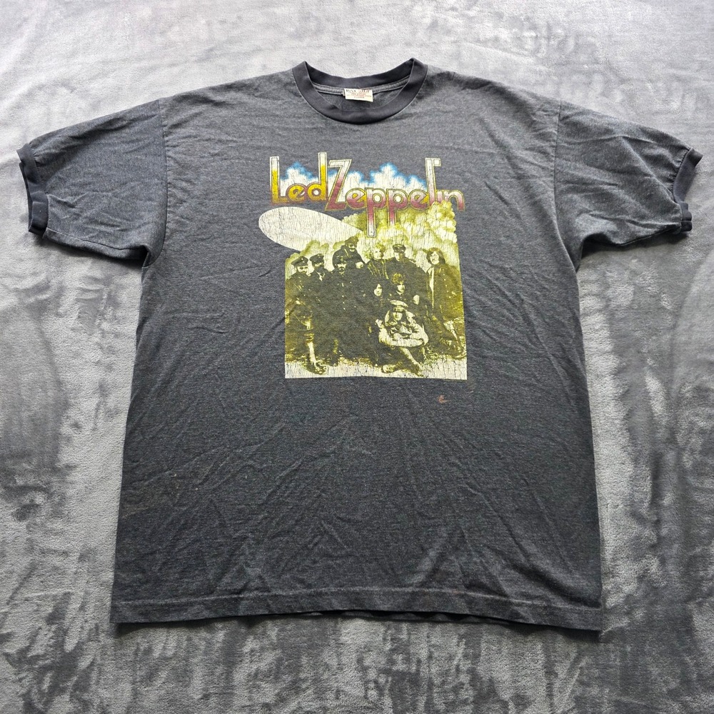 Bay Side Led Zeppelin T-Shirt XL Gray Mens Regular Fit Cotton Band Graphic Tee